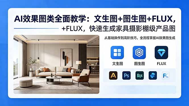 AI效果图类全面教学：文生图+图生图+FLUX，快速生成家具摄影棚级产品图-AI学习库