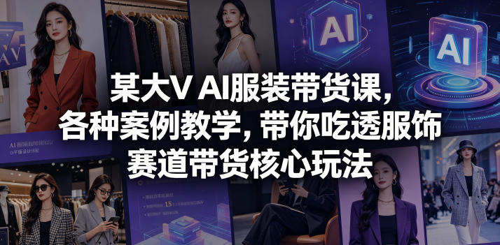 某大V AI服装带货课，各种案例教学，带你吃透服饰赛道带货核心玩法-AI学习库