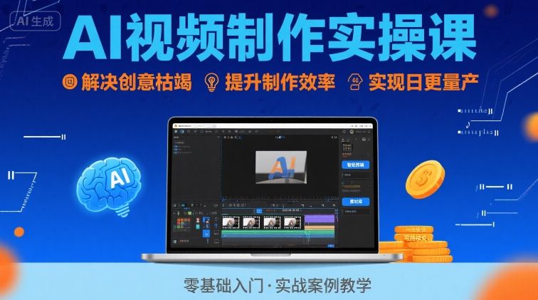 Ai视频制作实操课，解决创意枯竭、效率低下痛点，实现日更量产可持续变现(更新26年3月)-AI学习库