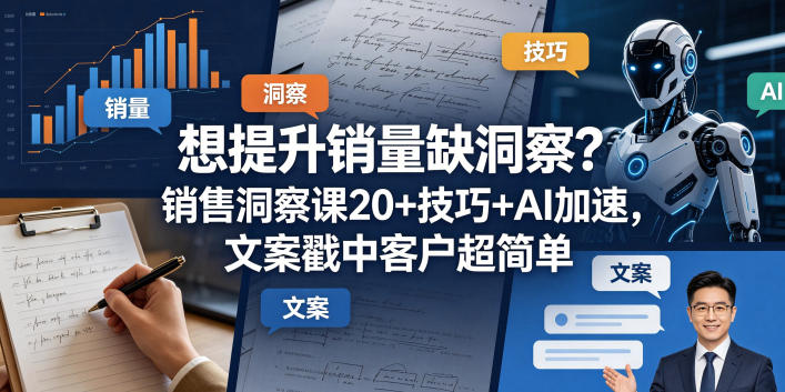 想提升销量缺洞察？销售洞察课20+技巧+AI加速，文案戳中客户超简单【原创双语字幕】-AI学习库