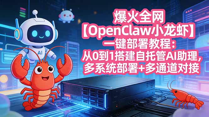 爆火全网【OpenClaw 小龙虾】一键部署教程：从0到1搭建自托管AI助理，多系统部署+多通道对接-AI学习库
