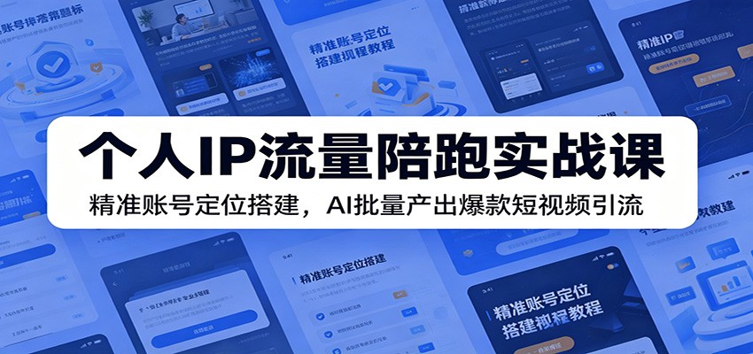 个人IP流量陪跑实战课：精准账号定位搭建，AI批量产出爆款短视频引流-AI学习库