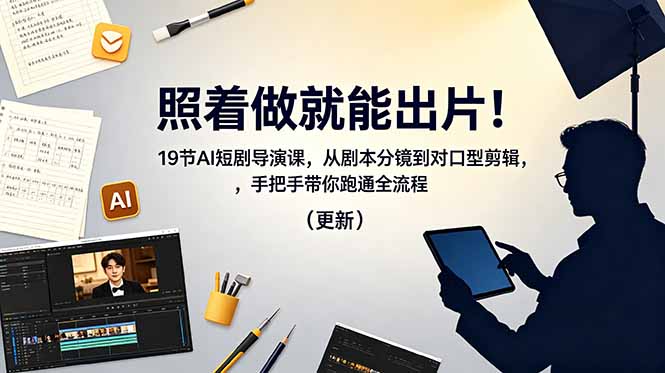 照着做就能出片！19节AI短剧导演课，从剧本分镜到对口型剪辑，手把手带你跑通全流程(更新-AI学习库