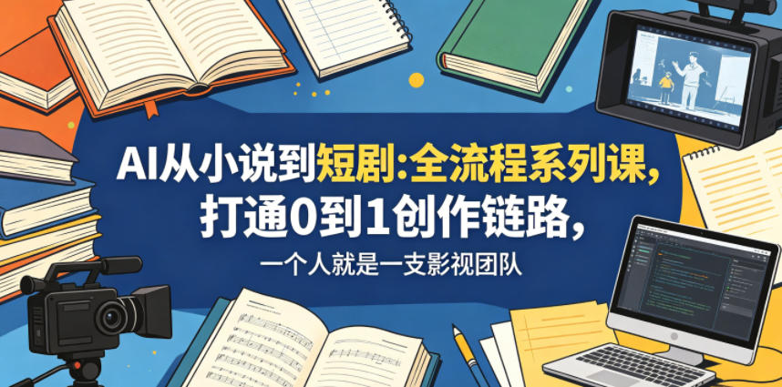 AI从小说到短剧全流程系列课，打通0到1创作链路，一个人就是一支影视团队-AI学习库