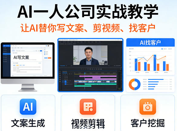 AI一人公司实战教学，让AI替你写文案、剪视频、找客户-AI学习库