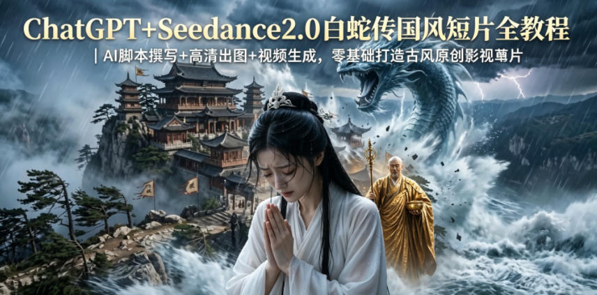 ChatGPT+Seedance2.0白蛇传国风短片全教程｜AI脚本撰写+高清出图+视频生成，零基础打造古风原创影视短片-AI学习库