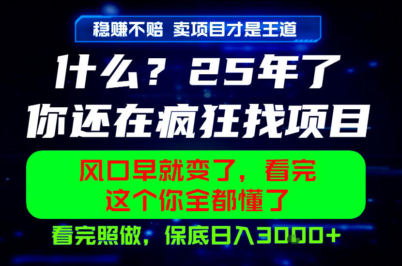 26年，请不要疯狂的找项目做了！卖项目才是真的稳賺不赔，看完照做，保底日入1k+【揭秘】-AI学习库