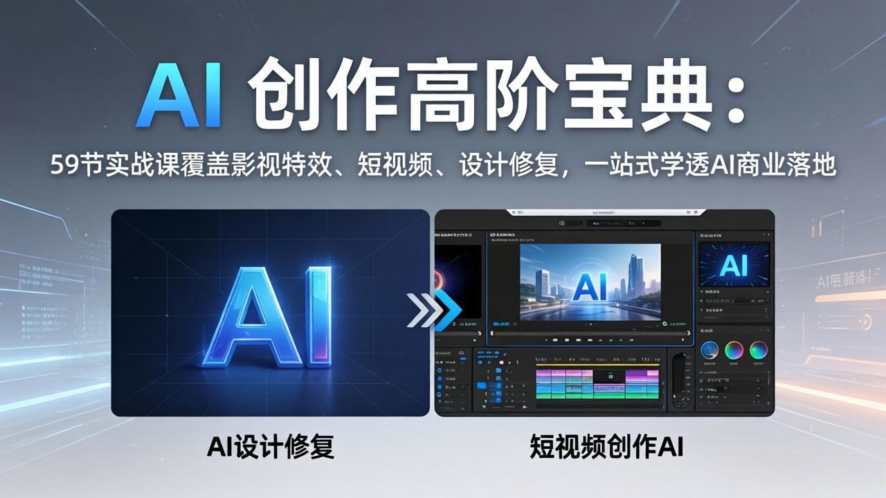 AI 创作高阶宝典：59节实战课覆盖影视特效、短视频、设计修复，一站式学透AI商业落地-AI学习库