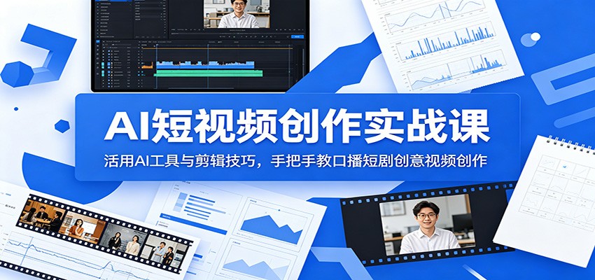 AI短视频创作实战课：活用AI工具与剪辑技巧，手把手教口播短剧创意视频创作-AI学习库