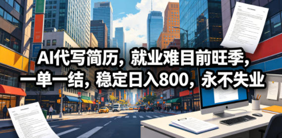 AI代写简历，就业难目前旺季，一单一结，稳定日入800，永不失业-AI学习库