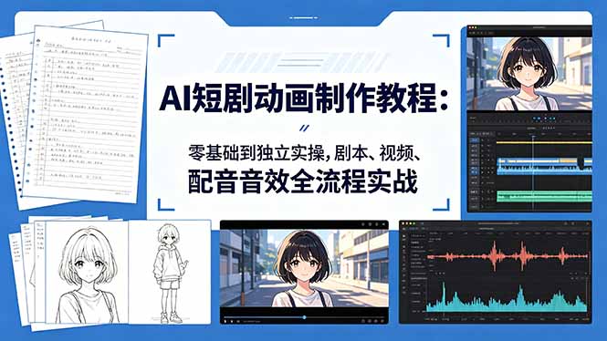 AI短剧动画制作教程：零基础到独立实操，剧本、视频、配音音效全流程实战-AI学习库