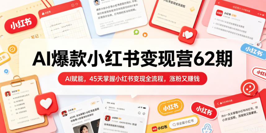 AI爆款小红书变现营62期2026年5月，AI赋能，45天掌握小红书变现全流程，涨粉又賺钱-AI学习库