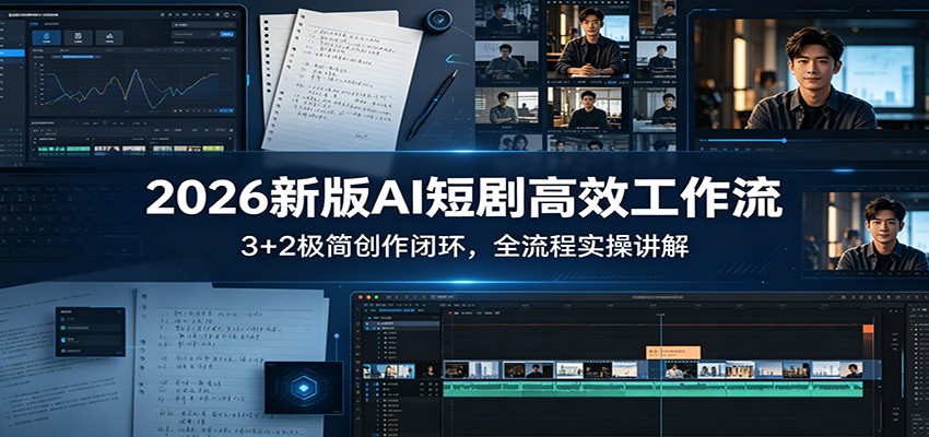 2026新版AI短剧高效工作流：3+2极简创作闭环，全流程实操讲解-AI学习库