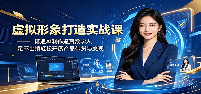 虚拟形象打造实战课：精通AI制作逼真数字人，足不出镜轻松开展产品带货与变现-AI学习库