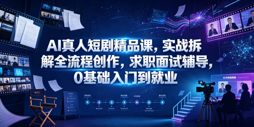 AI真人短剧精品课，实战拆解全流程创作，求职面试辅导，0基础入门到就业-AI学习库