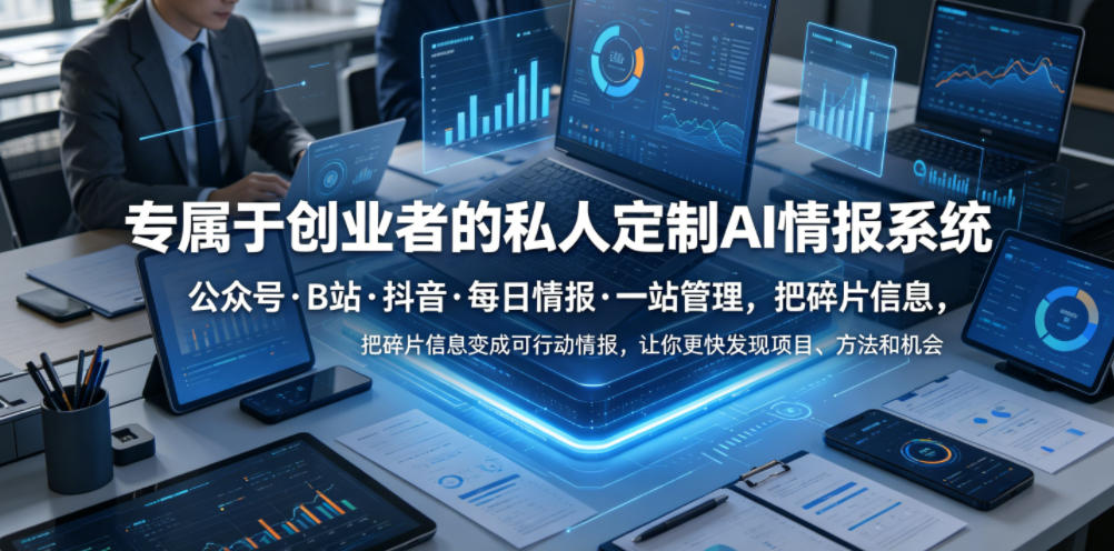 专属于创业者的私人定制AI情报系统，公众号·B站·抖音·每日情报·一站管理，把碎片信息变成可行动情报，让你更快发现项目、方法和机会-AI学习库