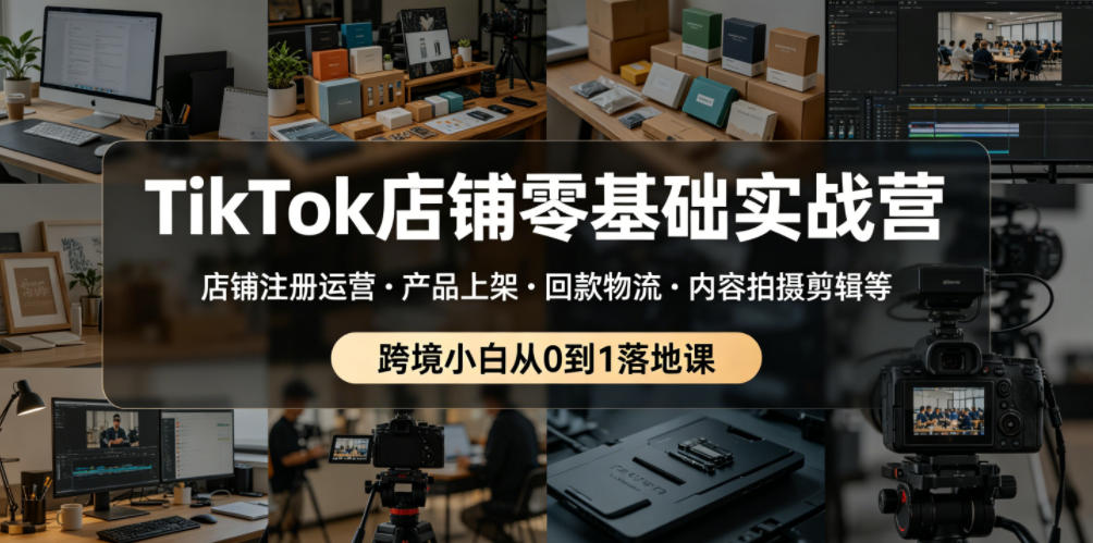 TikTok店铺零基础实战营，店铺注册运营・产品上架・回款物流・内容拍摄剪辑等 ，跨境小白从0到1落地课-AI学习库
