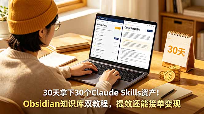 30天拿下30个Claude Skills资产！Obsidian知识库双教程，提效还能接单变现-AI学习库