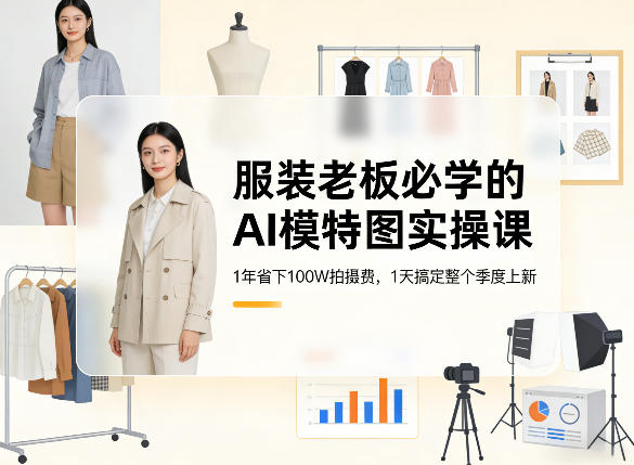 服装老板必学的AI模特图实操课，1年省下100W拍摄费，1天搞定整个季度上新-AI学习库