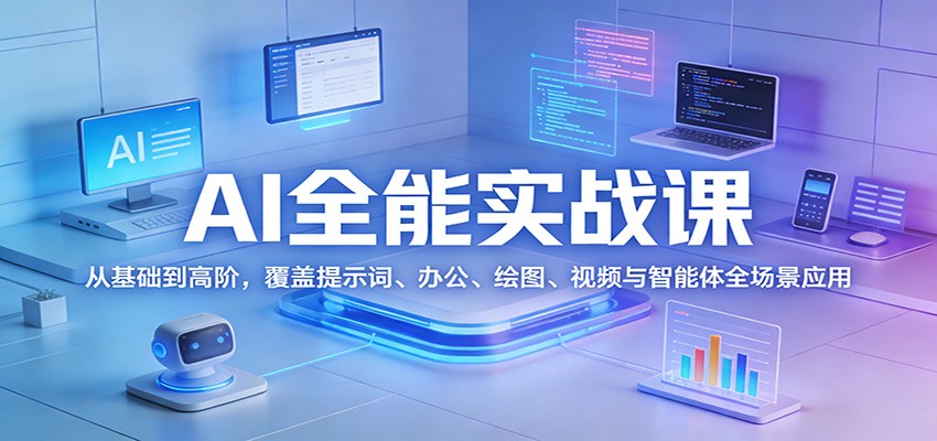 AI全能实战课：从基础到高阶，覆盖提示词、办公、绘图、视频与智能体全场景应用-AI学习库