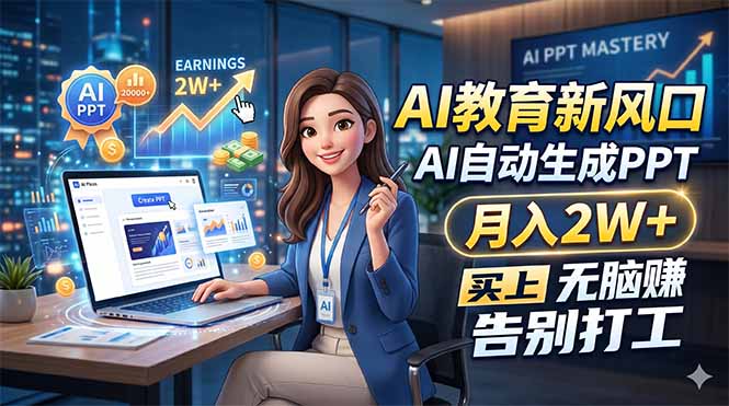 AI教育新风口，AI自动生成PPT，月入2W+，无脑赚，告别打工-AI学习库