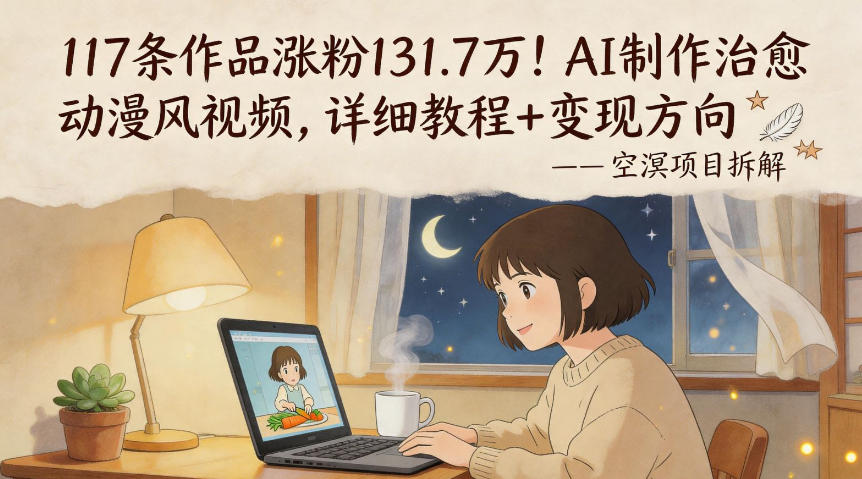 117条作品涨粉131.7W！AI制作治愈动漫风视频，详细教程+变现方向-AI学习库