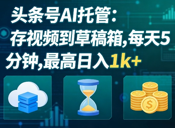 头条号AI托管，我存视频到你草稿箱，每天5分钟，最高日入1k+【揭秘】-AI学习库