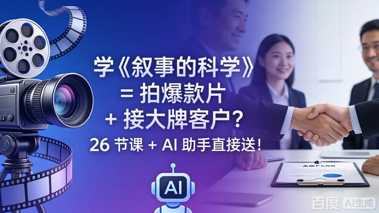 学《叙事的科学》= 拍爆款片 + 接大牌客户？26 节课 + AI 助手直接送！-AI学习库
