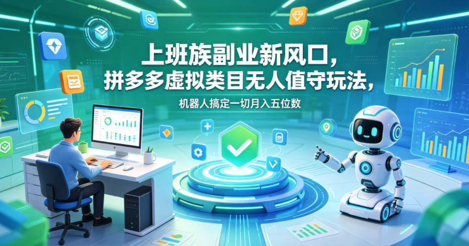 上班族副业新风口，拼多多虚拟类目无人值守玩法，机器人搞定一切月入五位数【揭秘】-AI学习库