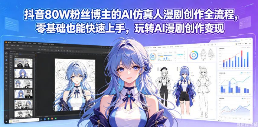 抖音80W粉丝博主的AI仿真人漫剧创作全流程，零基础也能快速上手，玩转AI漫剧创作变现-AI学习库