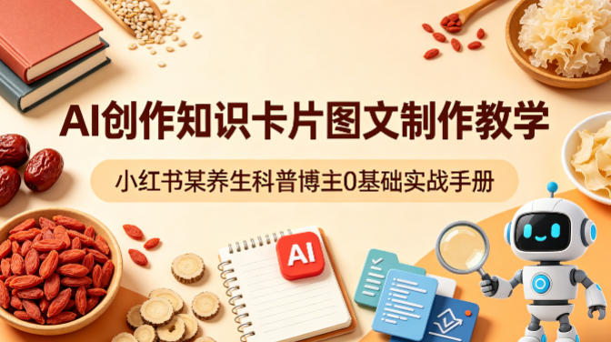 AI创作知识卡片图文制作教学，小红书某养生科普博主0基础实战手册-AI学习库