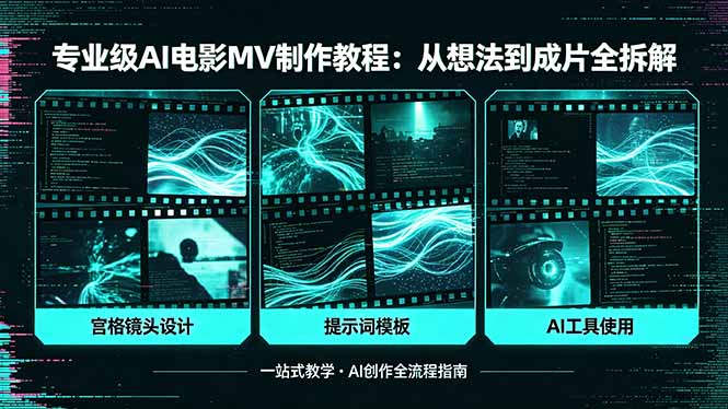 专业级AI电影MV制作教程，从想法到成片全拆解，宫格镜头+提示词模板+AI工具一站式教学-AI学习库