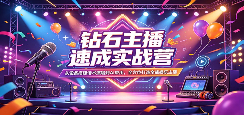 钻石主播速成实战营：从设备搭建话术演唱到AI应用，全方位打造全能娱乐主播-AI学习库