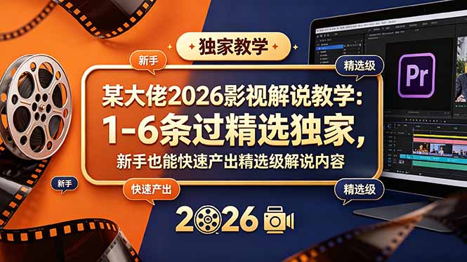 某大佬2026影视解说教学：1-6条过精选独家，新手也能快速产出精选级解说内容-AI学习库