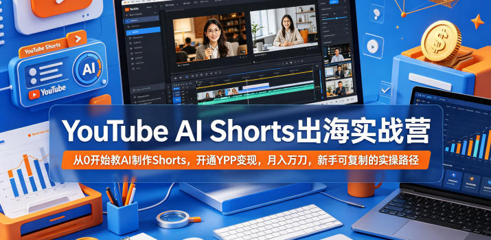 YouTube AI Shorts出海实战营，从0开始教AI制作Shorts，开通YPP变现，月入万刀，新手可复制的实操路径-AI学习库