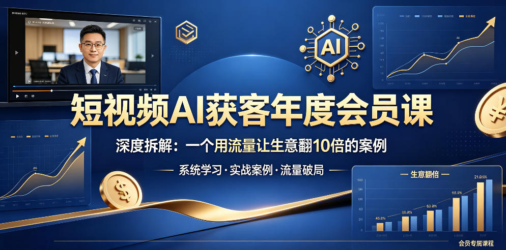 短视频AI获客年度会员课，深度拆解，一个用流量让生意翻10倍的案例-AI学习库