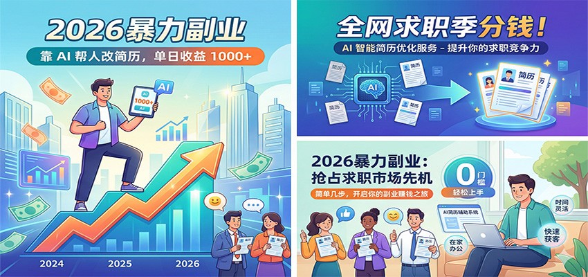 2026暴力副业：靠AI帮人改简历，单日收益1000+，全网求职季分钱-AI学习库