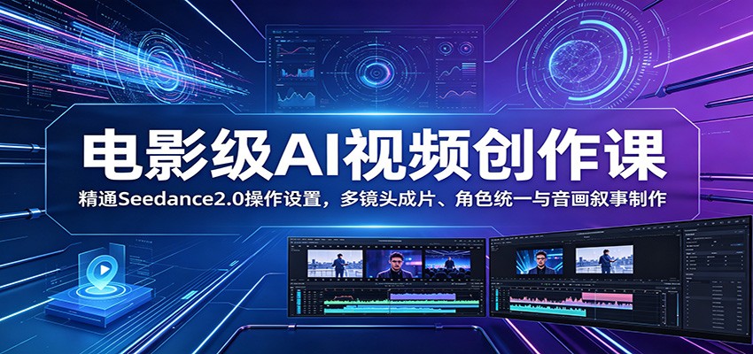 电影级AI视频创作课：精通Seedance2.0操作设置，多镜头成片、角色统一与音画叙事制作-AI学习库