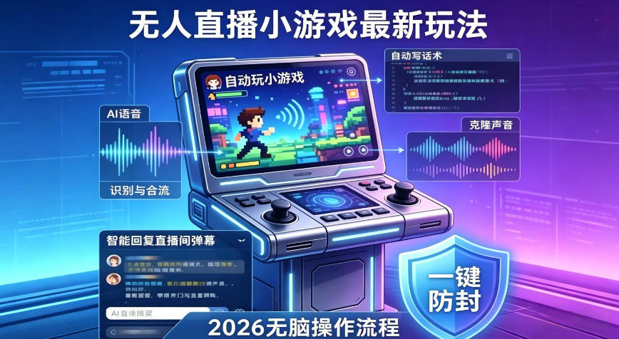 2026年AI无人直播小游戏全流程，不违规不封号，开启创业副业增收之路，小白月入1w+【揭秘】-AI学习库