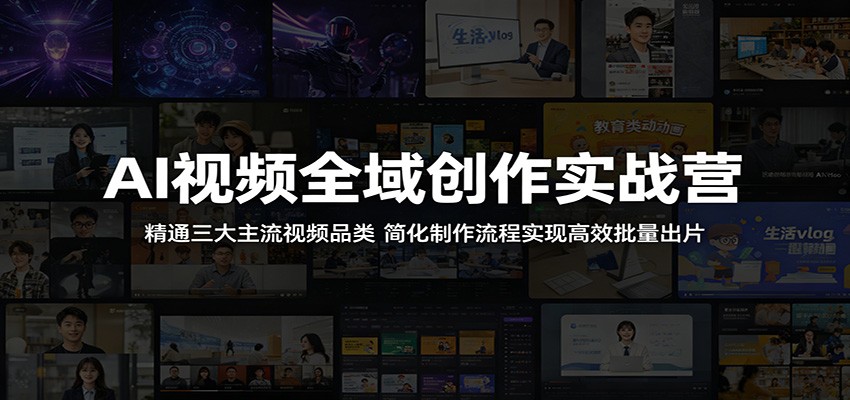 AI视频全域创作实战营：精通三大主流视频品类，简化制作流程实现高效批量出片-AI学习库