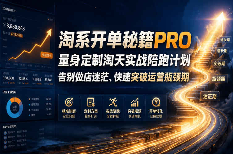 淘系开单秘籍PRO，量身定制淘天实战陪跑计划，告别做店迷茫、快速突破运营瓶颈期(2026年6月11)-AI学习库