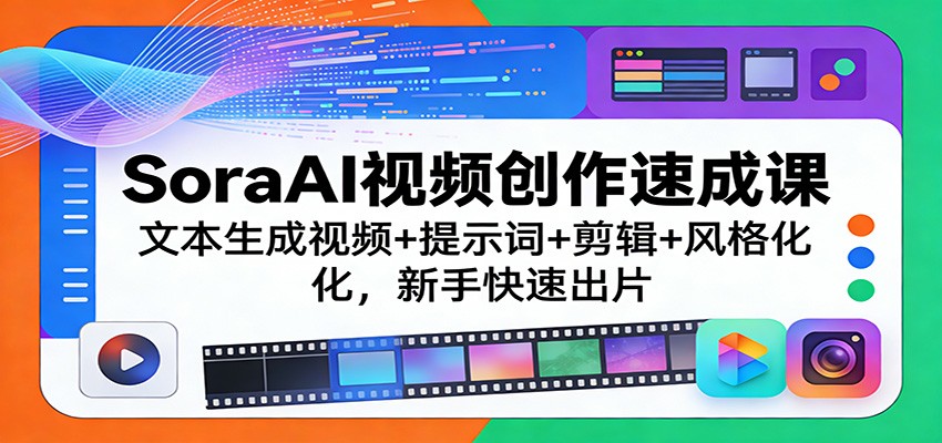 SoraAI视频创作速成课：文本生成视频+提示词+剪辑+风格化，新手快速出片-AI学习库