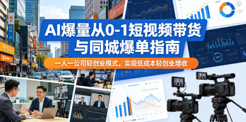 AI爆量从0-1短视频带货与同城爆单指南，一人一公司轻创业模式，实现低成本轻创业增收-AI学习库