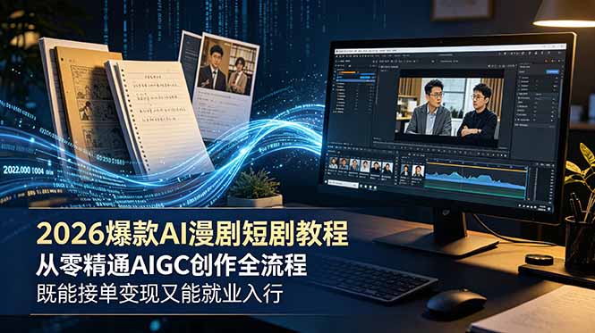 2026 爆款 AI 漫剧短剧教程 从零精通 AIGC 创作全流程 既能接单变现又能就业入行-AI学习库