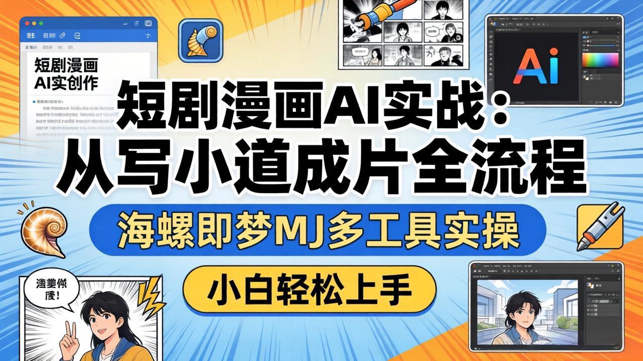 短剧漫画AI实战：从写小说到成片全流程，海螺即梦MJ多工具实操，小白轻松上手-AI学习库