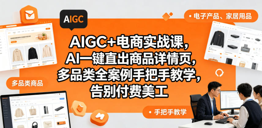 AIGC+电商实战课，AI一键直出商品详情页，多品类全案例手把手教学，告别付费美工(更新)-AI学习库
