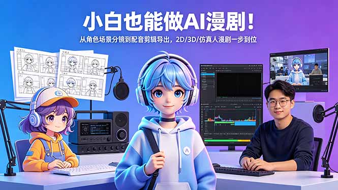 小白也能做AI漫剧！从角色场景分镜到配音剪辑导出，2D/3D/仿真人漫剧一步到位-AI学习库