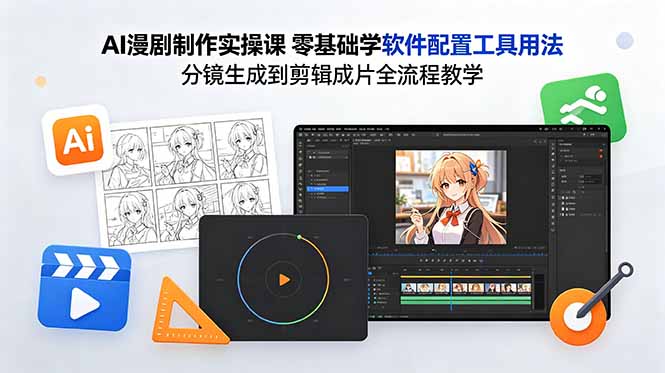 AI漫剧制作实操课 零基础学软件配置工具用法 分镜生成到剪辑成片全流程教学-AI学习库