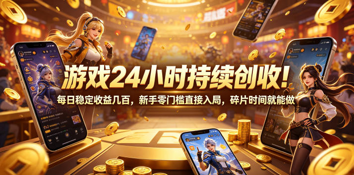 游戏24小时持续创收！每日稳定收益几百，新手零门槛直接入局，碎片时间就能做【揭秘】-AI学习库