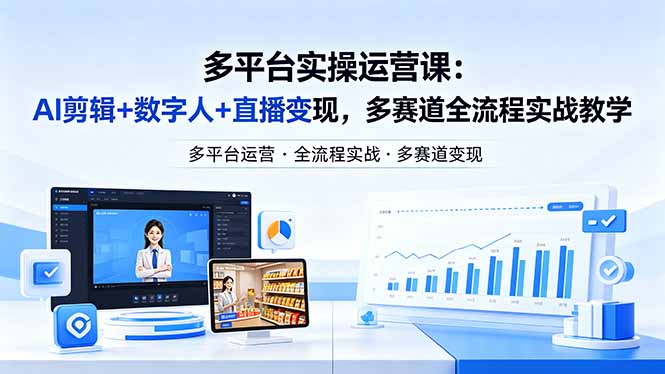 某团队多平台实操运营课-更新26年4月20：AI剪辑+数字人+直播变现，多赛道全流程实战教学-AI学习库